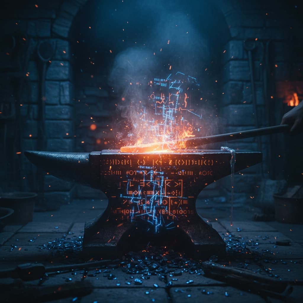 Ilustración de un yunque, representando la idea de forjar y crear sitios web a medida